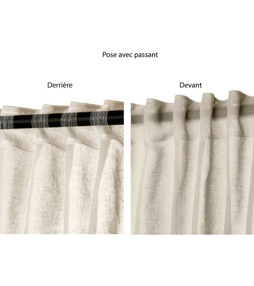 Rideau voilage étamine effet lin avec ruflette 280x250 cm