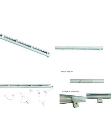 Tringle rail pour rideau effet vague ouverture à Droit  L 6 m
