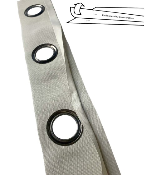 bande à oeillets rideaux, œillets acier, confection rideaux, bande rideau prête à poser, accessoires couture rideaux