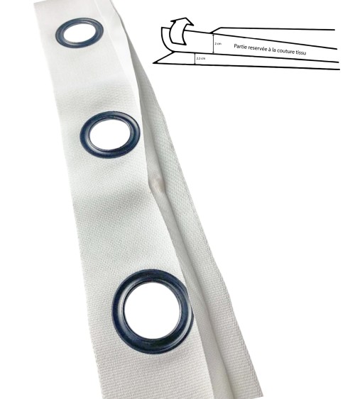 bande à oeillets rideaux, œillets acier, confection rideaux, bande rideau prête à poser, accessoires couture rideaux