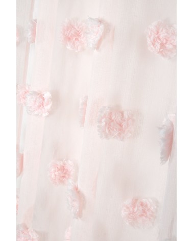 Rideau à pompons relief; Voilage à pompons; Rideau voilage léger; Voilage style bohème; Voilage chambre fille rose poudré