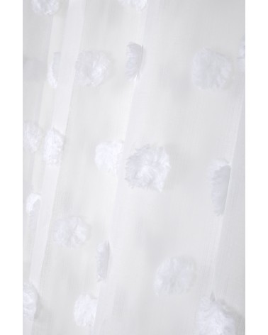 Rideau à pompons relief; Voilage à pompons; Rideau voilage léger; Voilage style bohème; Voilage chambre fille rose poudré