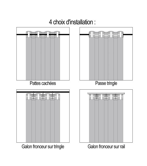 Voilage Étamine Effet Lin 280x250 cm - Ruflette 4 Modes d'Installation