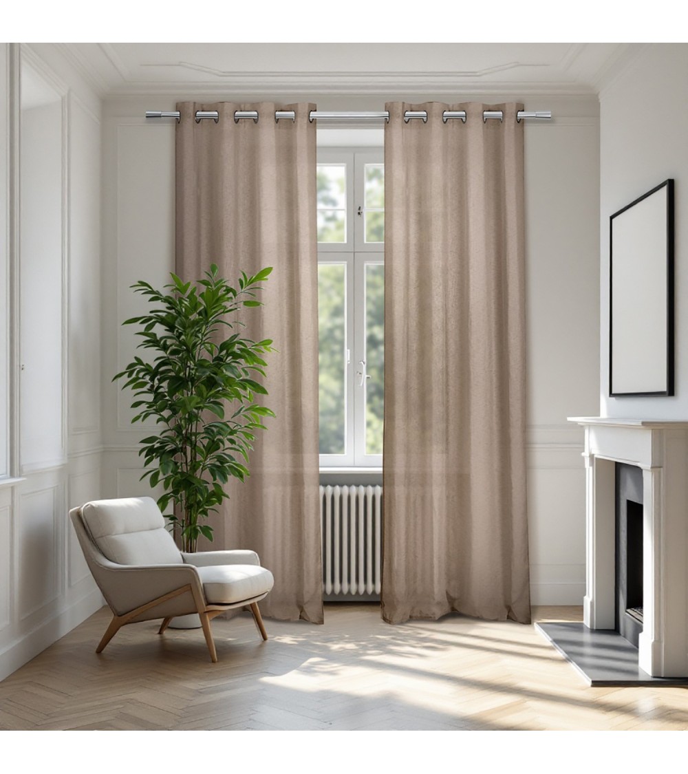 140x240, rideau voilage, voilage léger, brise-vue textile, aspect lin, effet naturel, Voilage tamisant, Finition oeillets