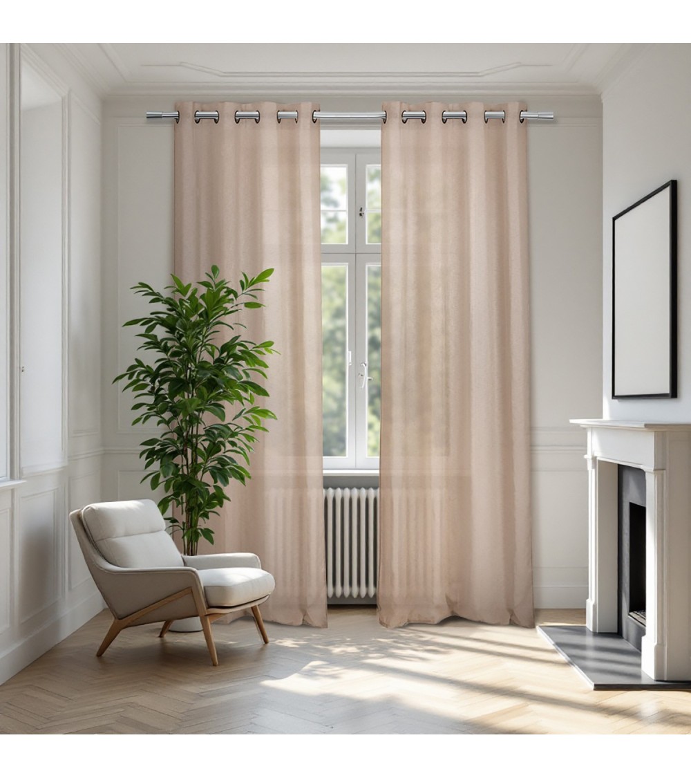 140x240, rideau voilage, voilage léger, brise-vue textile, aspect lin, effet naturel, Voilage tamisant, Finition oeillets