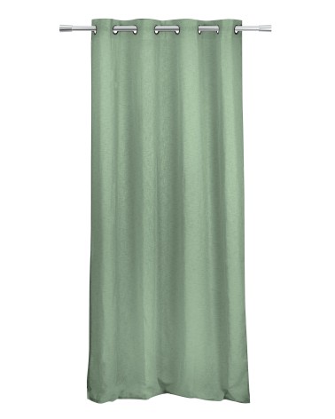 Rideau voilage 140x240 cm Vert amandes aspect lin filtrant 100% polyester à oeillets