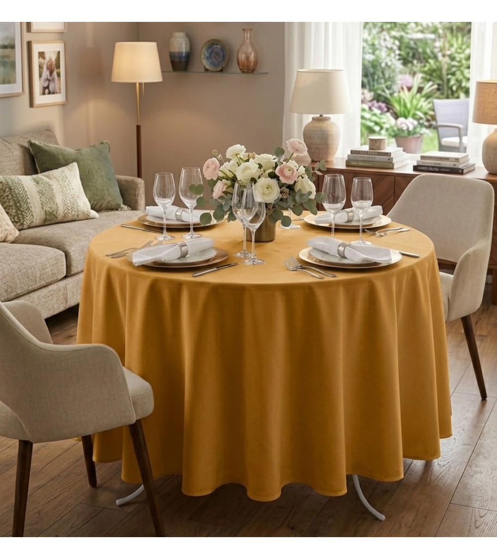 Nappe ronde Alpilles diamètre 180 cm coloris uni 100% polyester finition ourlet, ronde 4-6 couverts