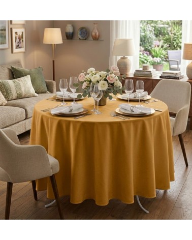 Nappe ronde Alpilles diamètre 180 cm coloris uni 100% polyester finition ourlet, ronde 4-6 couverts