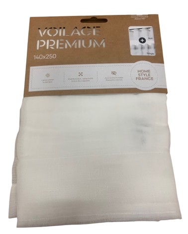 Voilage Effet Lin 140x250 cm - Ruflette 4 Modes d'Installation