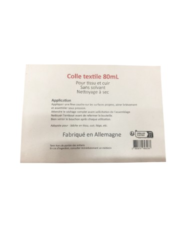 Colle Textile Naturelle Blanche 80 ml - Sans Solvant - Tissus, Cuir