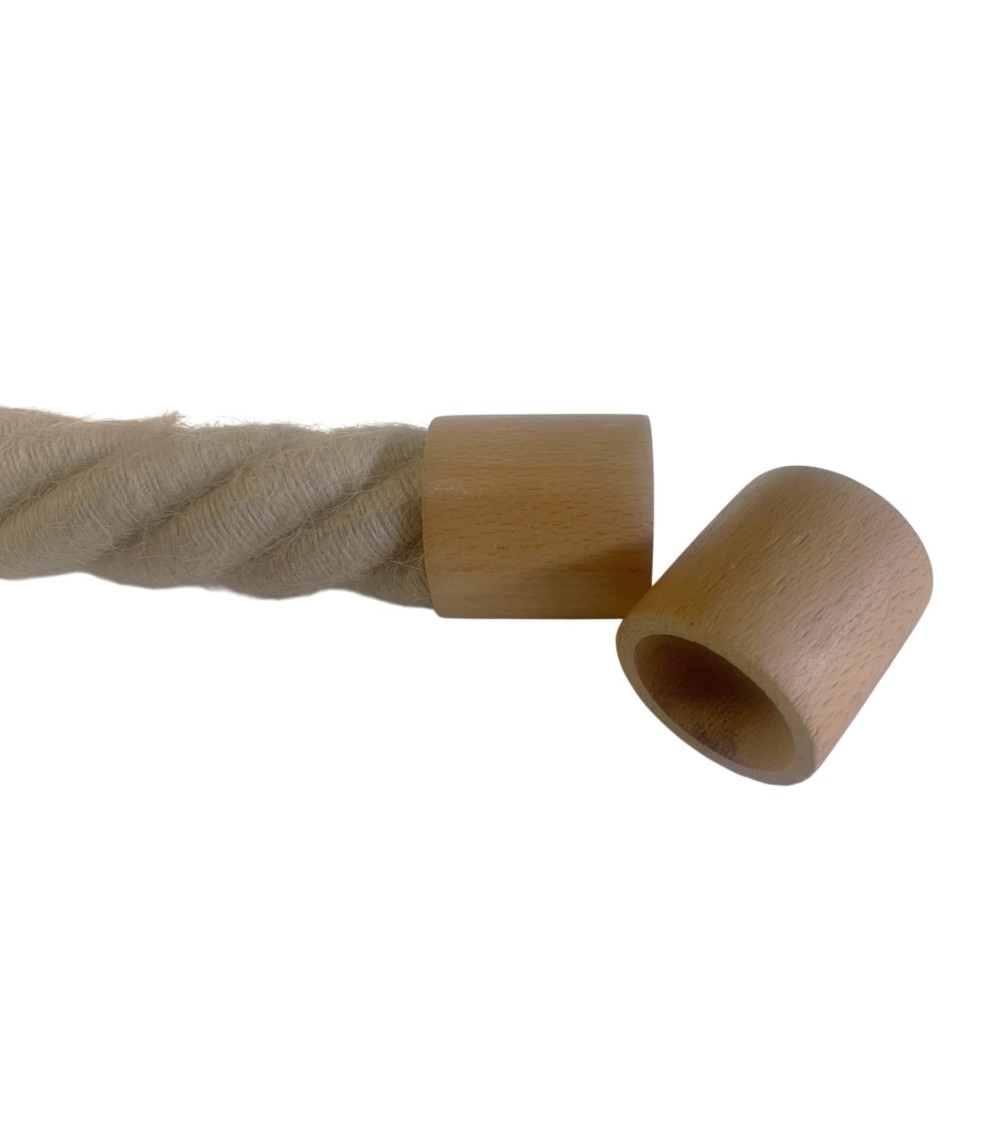 embout corde main courante, finition corde bois, embout corde chanvre, accessoire potelet